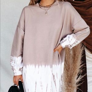 Kathleen Cotton Tie Dye Long Sleeve T-Shirt Dress